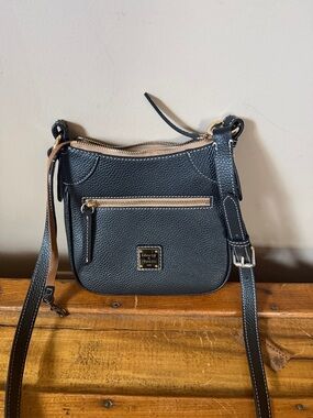 Dooney & Bourke Black Pebbled Leather Crossbody with Gold Accents